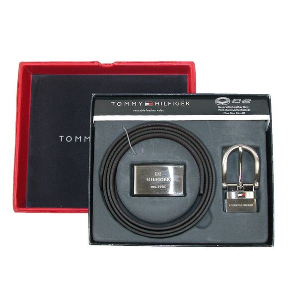 Tommy Hilfiger Men's Reversible 1-inch Leather Belt and Buckles Boxed Gift Set - Picture 4 of 4